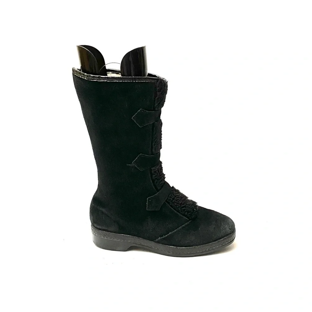 Vintage 1970s black suede fleece lined snow boots